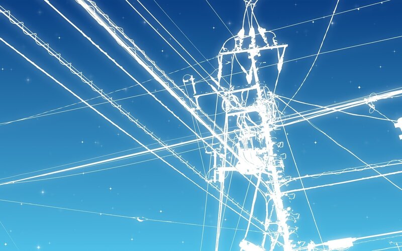 Overhead Power Lines — Blue, Serene