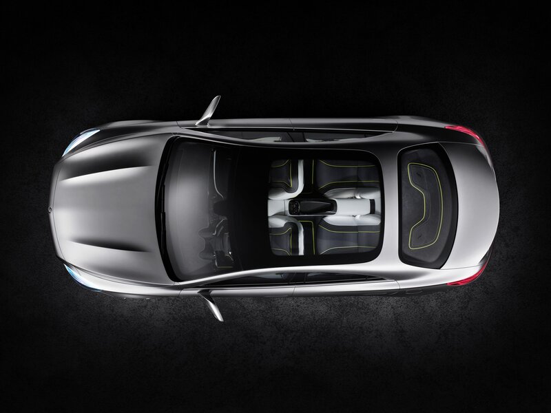 overhead view of silver car