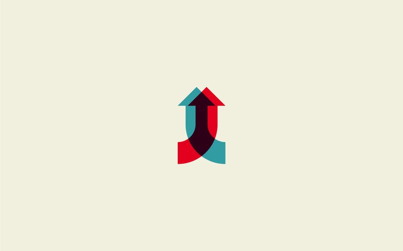 Overlapping Arrows Logo — Red