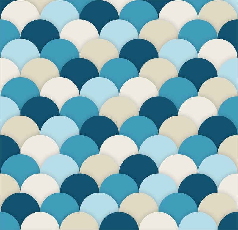 Overlapping Circles Pattern — Blue, Calm, Vector Art