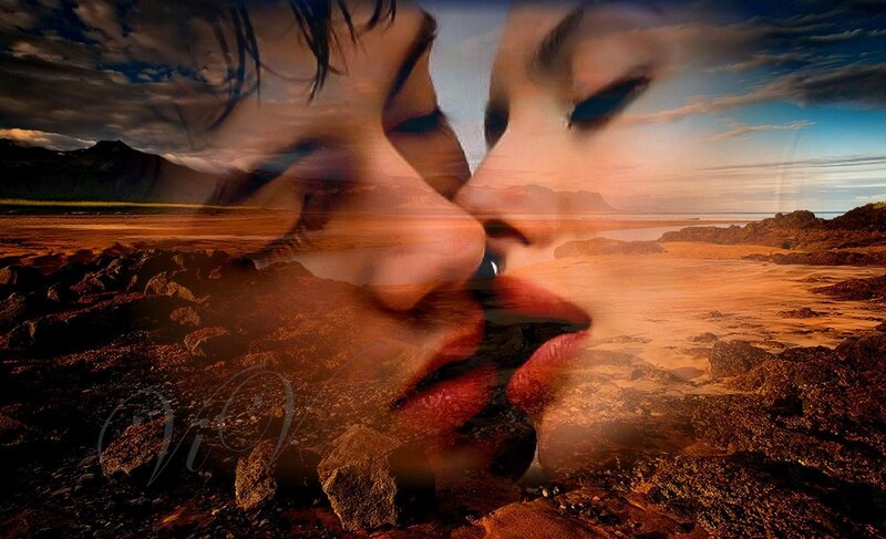Overlapping Faces Kissing