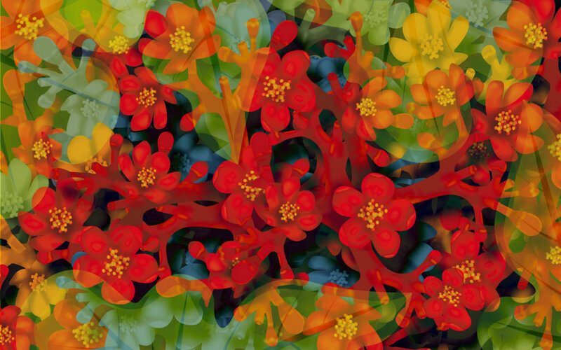 Overlapping Flowers — Red