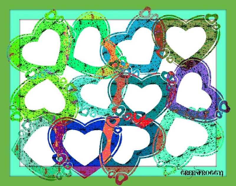 Overlapping Heart Shapes — Green