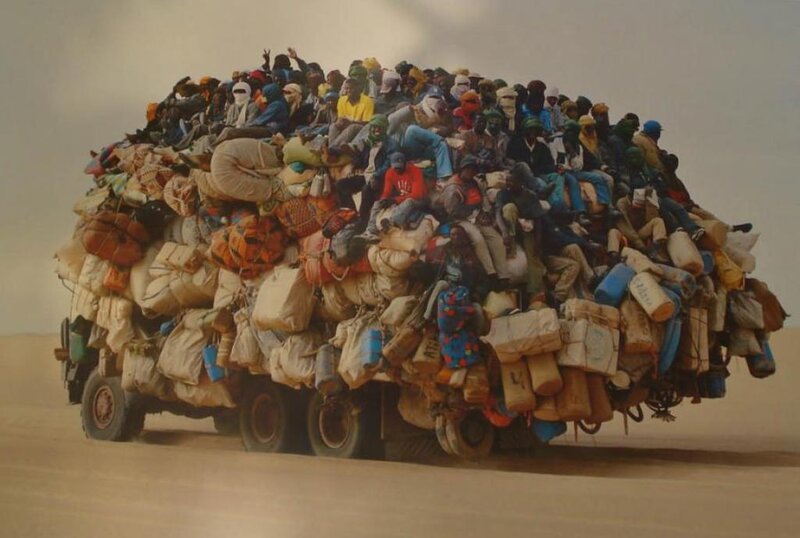 Overloaded Truck in Desert — Brown