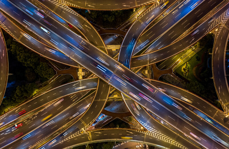 Overpass Interchange at Night