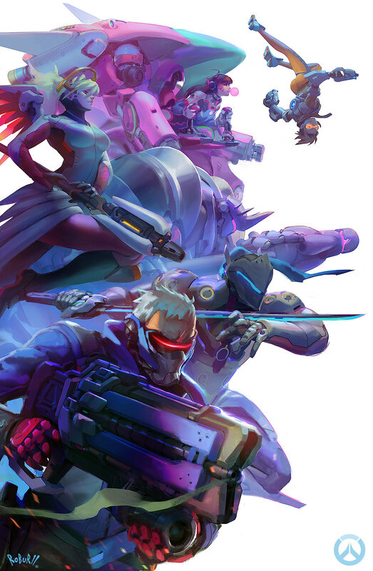 Overwatch Characters in Action — Purple