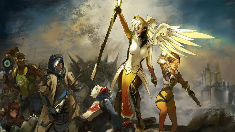 Overwatch Heroes in Battle — White