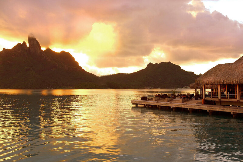Overwater Bungalow at Sunset — Gold
