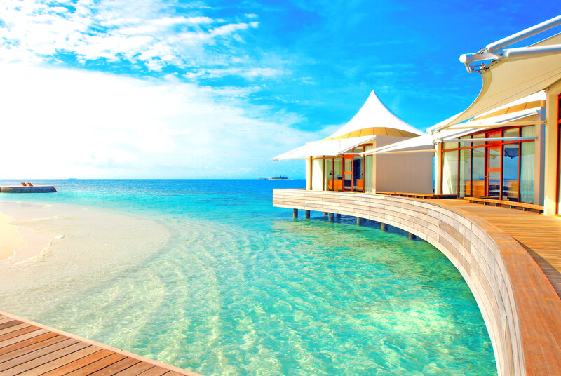 Overwater Bungalow — Blue, Serene, Afternoon, Photograph, Ocean, Beach