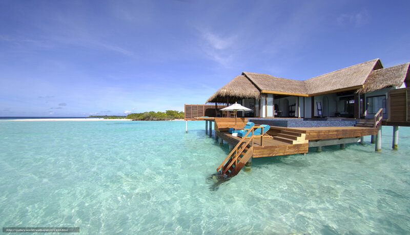 Overwater bungalow in tropical paradise