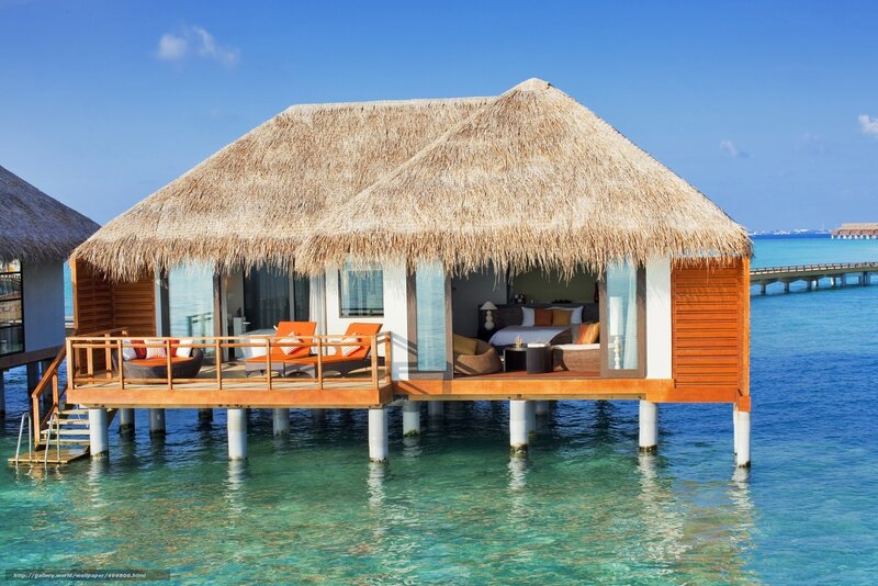 Overwater bungalow in tropical resort