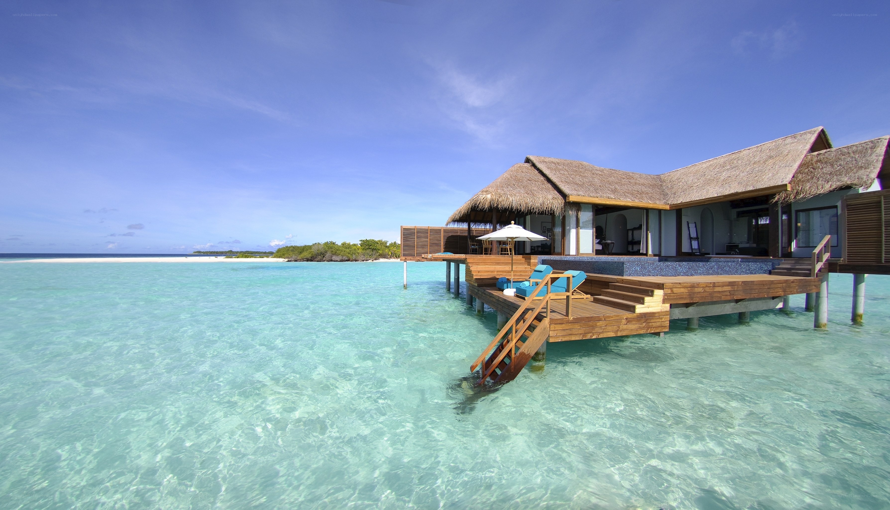 Overwater bungalow in tropical resort