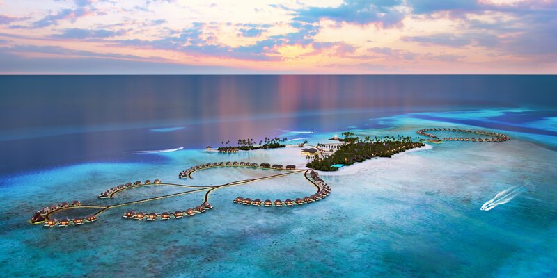 Overwater Bungalows at Sunset — Blue, Serene, 3d Render
