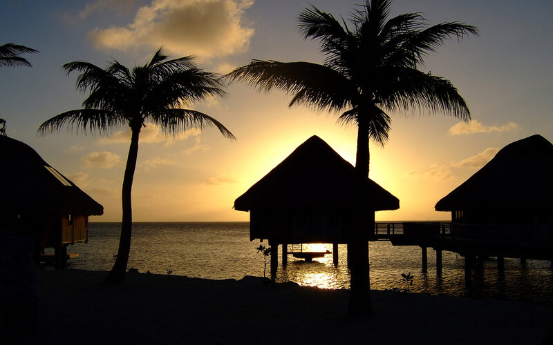 Overwater Bungalows at Sunset — Yellow