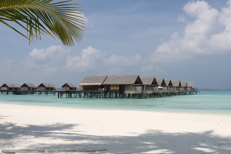 Overwater bungalows at tropical resort
