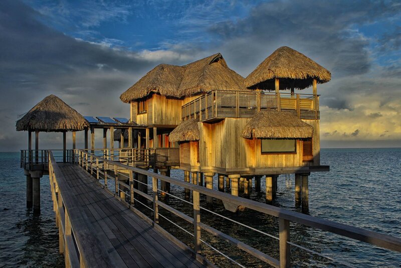 Overwater Bungalows — Blue, Dramatic, Sunset