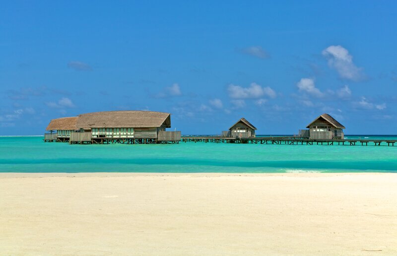 Overwater Bungalows — Blue, Serene, Afternoon, Photograph, Beach, Ocean