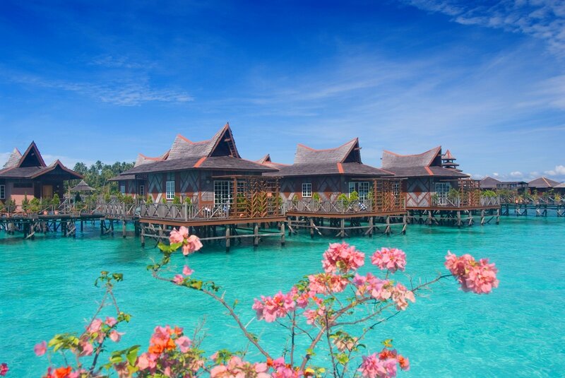Overwater Bungalows — Blue, Serene, Afternoon, Photograph, Flowers, Ocean