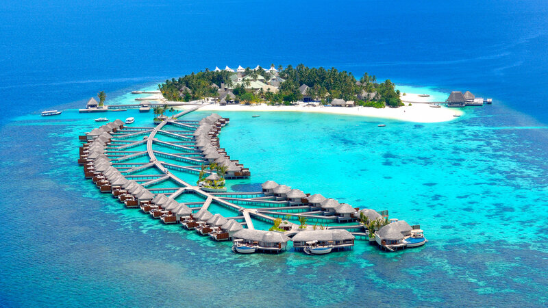 Overwater Bungalows — Blue, Serene, Afternoon, Photograph, Island, Beach
