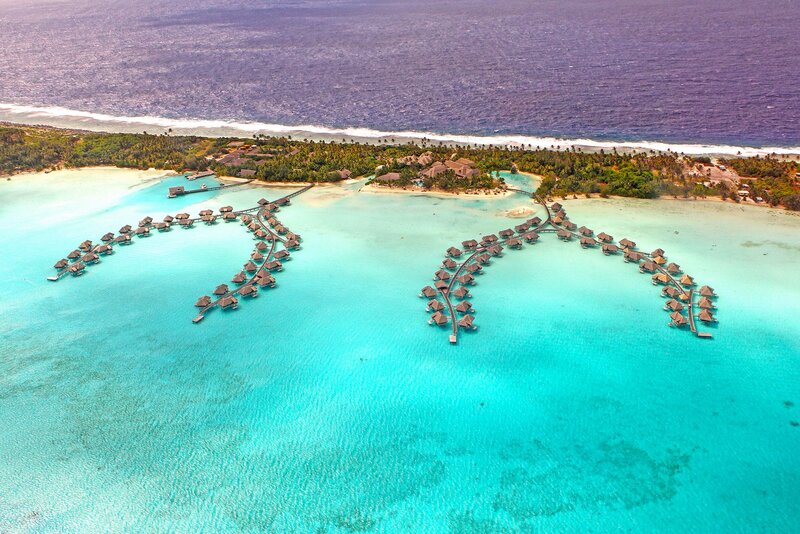 Overwater Bungalows — Blue, Serene, Afternoon, Photograph, Island, Ocean