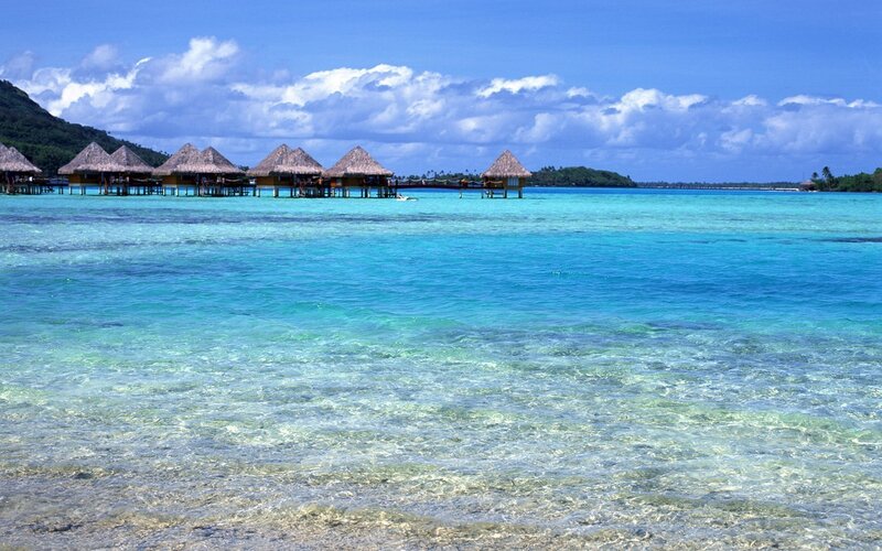 Overwater Bungalows — Blue, Serene, Afternoon, Photograph, Island