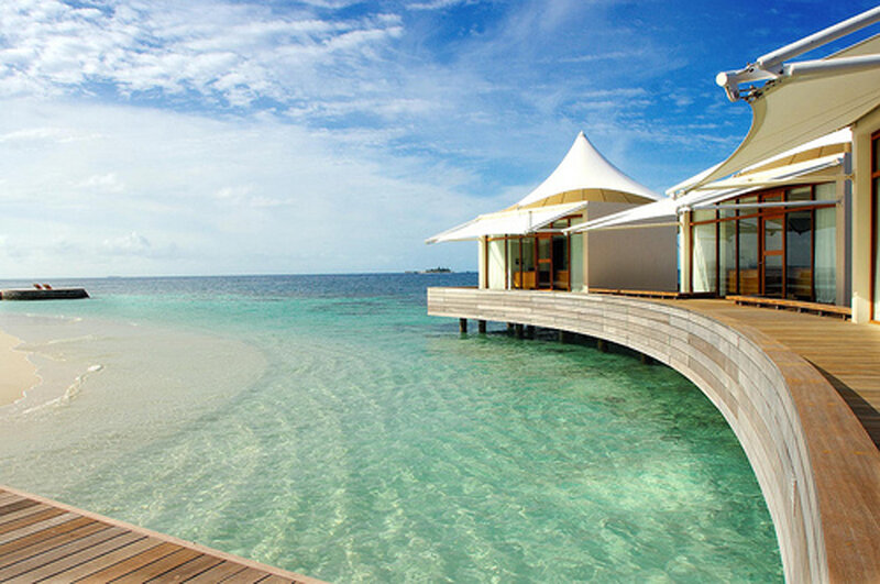 Overwater Bungalows — Blue, Serene, Afternoon, Photograph, Ocean, Beach