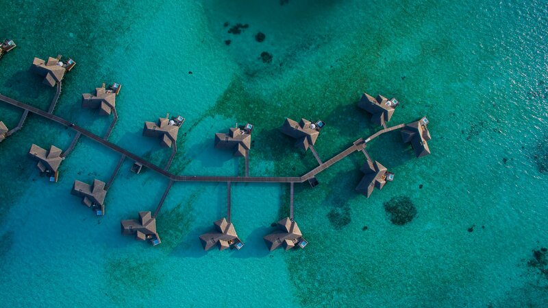 Overwater Bungalows — Blue, Serene, Afternoon, Photograph, Walkways