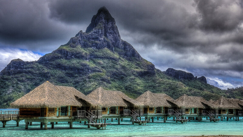 Overwater Bungalows — Green, Dramatic