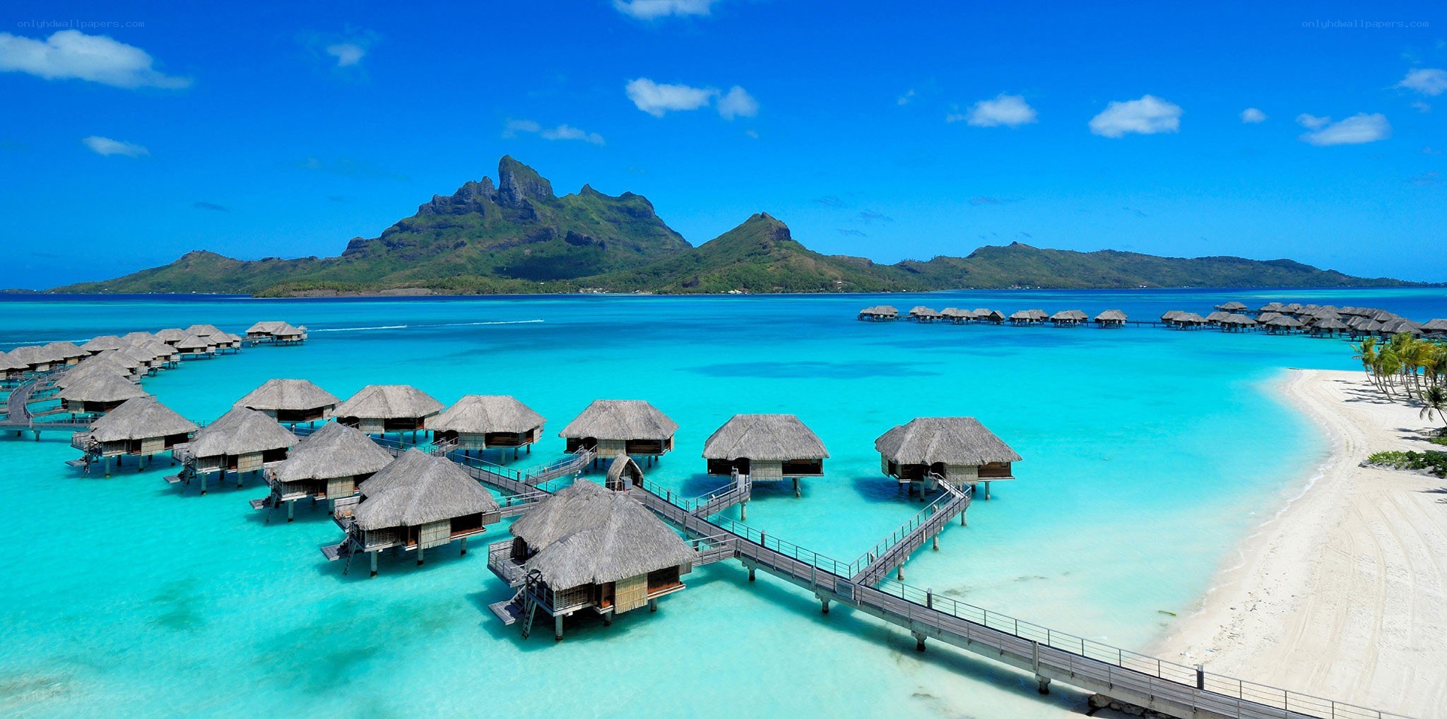 Overwater bungalows in Bora Bora