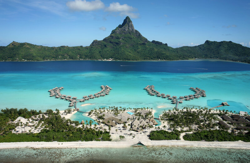Overwater Bungalows in Lagoon — Blue, Serene