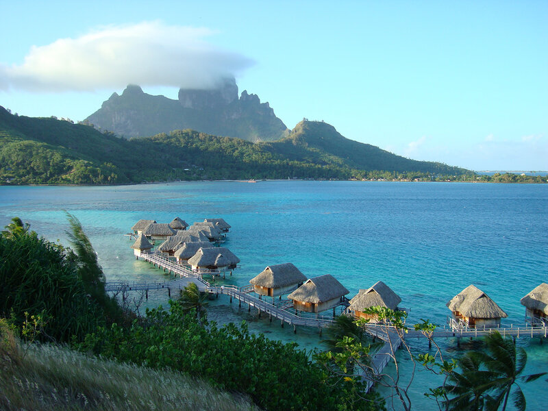 Overwater Bungalows in Lagoon