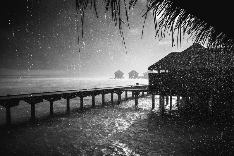 Overwater Bungalows in Rain