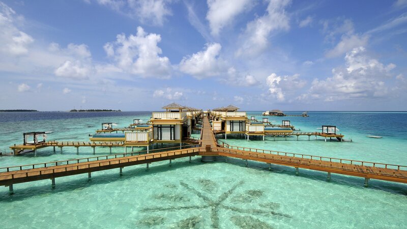 Overwater bungalows in the Maldives