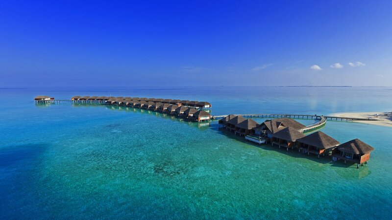 Overwater bungalows in the Maldives