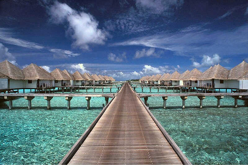 Overwater bungalows in the Maldives