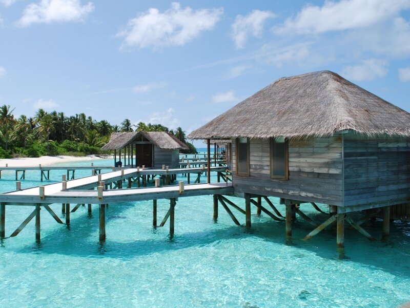 Overwater bungalows in the Maldives