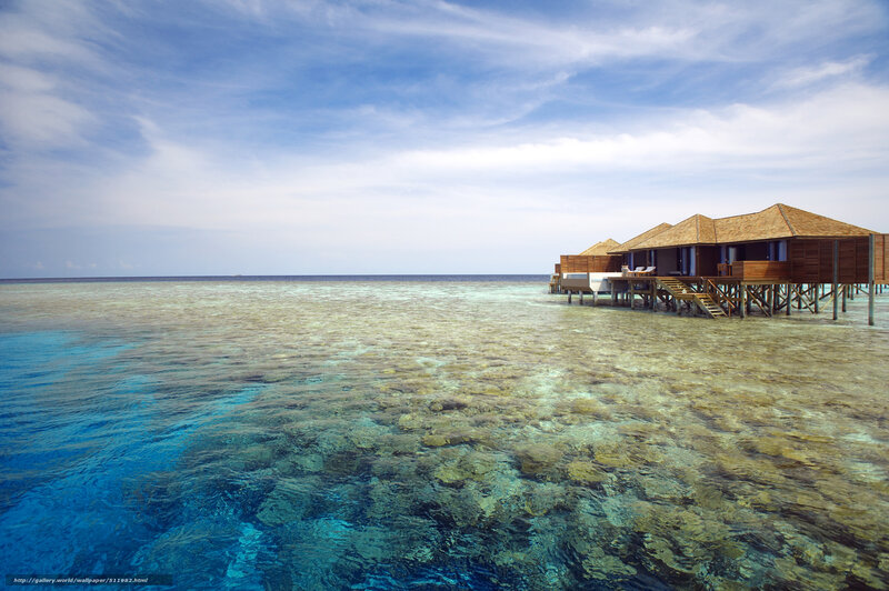 Overwater bungalows in the Maldives