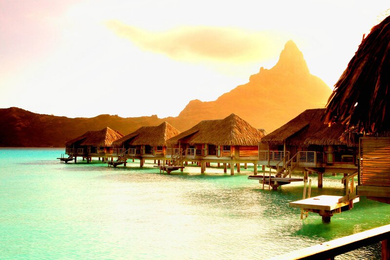 Overwater Bungalows — Turquoise, Serene, Sunset