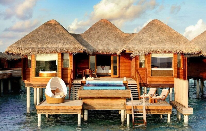 Overwater bungalows with private pools