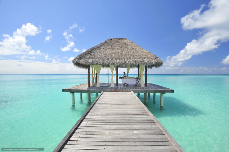 Overwater spa in tropical paradise