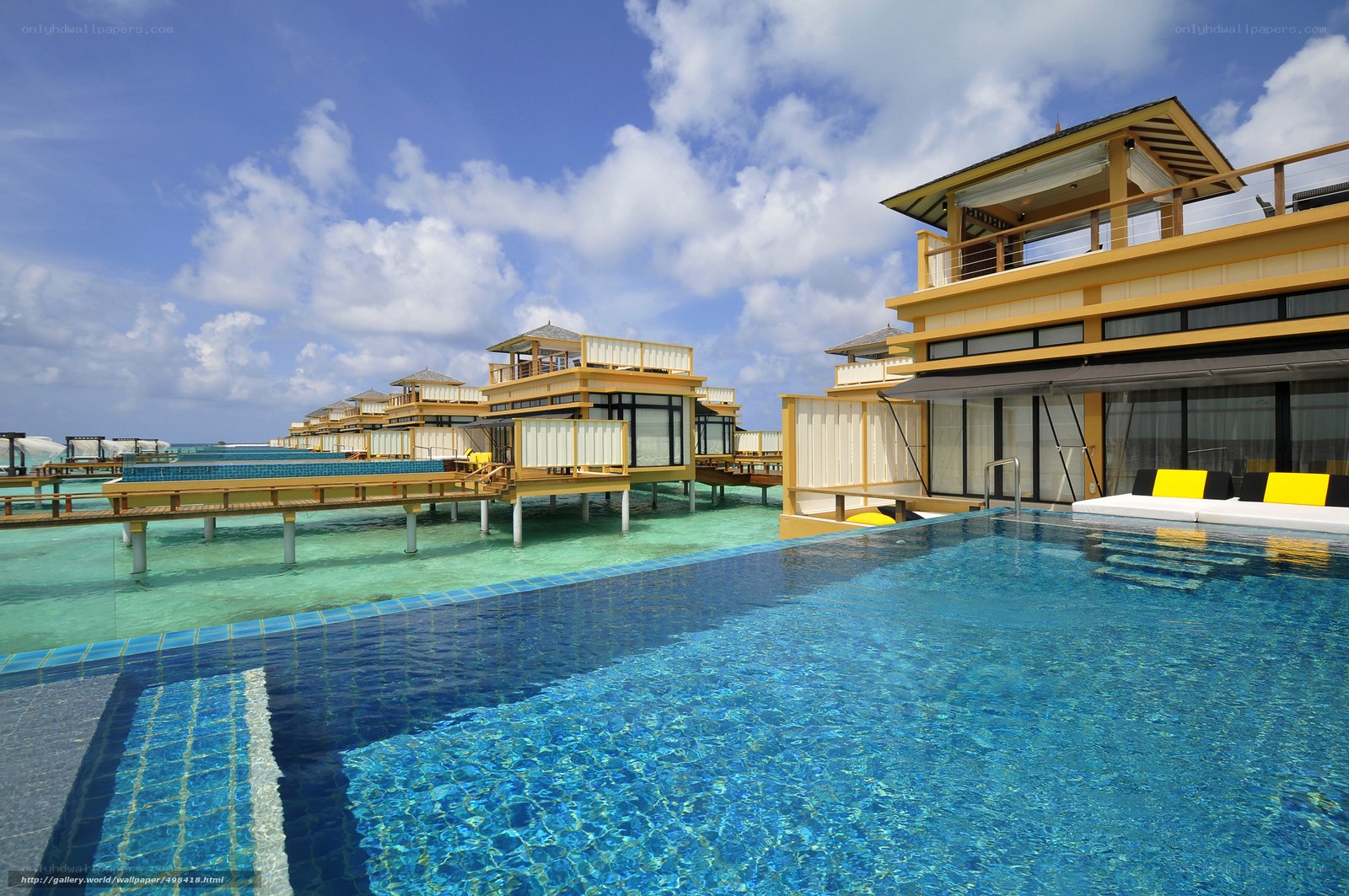 Overwater villas with pool