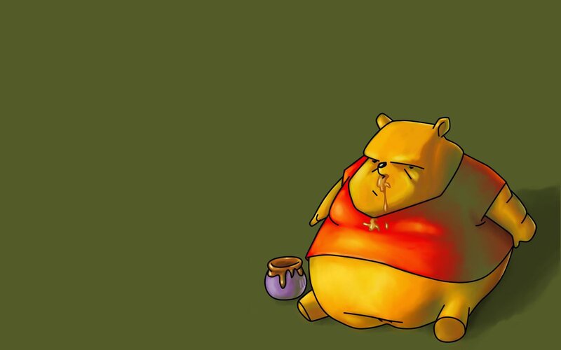 Overweight Bear Eating Honey