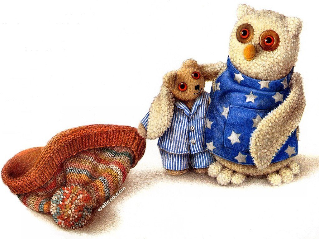 Owl and bear in pajamas