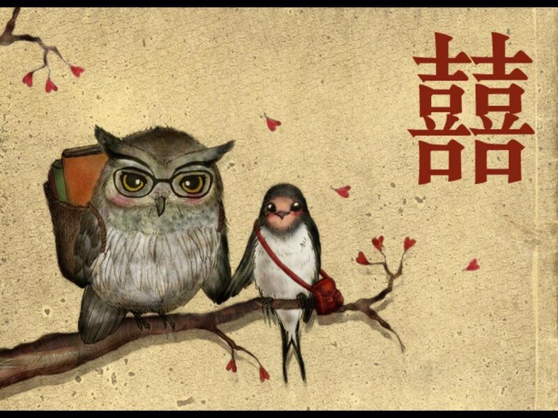 Owl and Bird on Branch