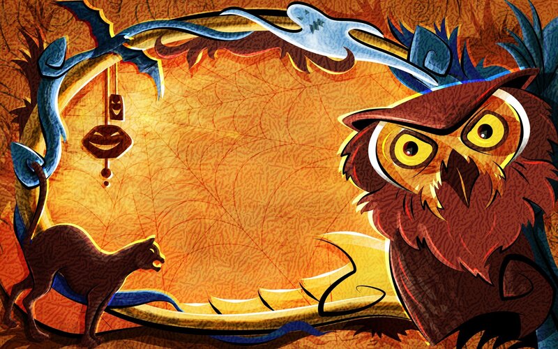 Owl and Cat Illustration