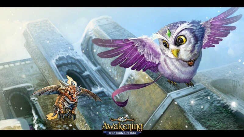 Owl and Dragon Flying