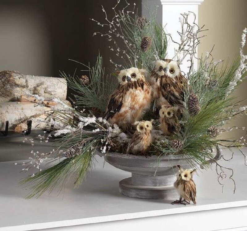 Owl Figurines in Arrangement