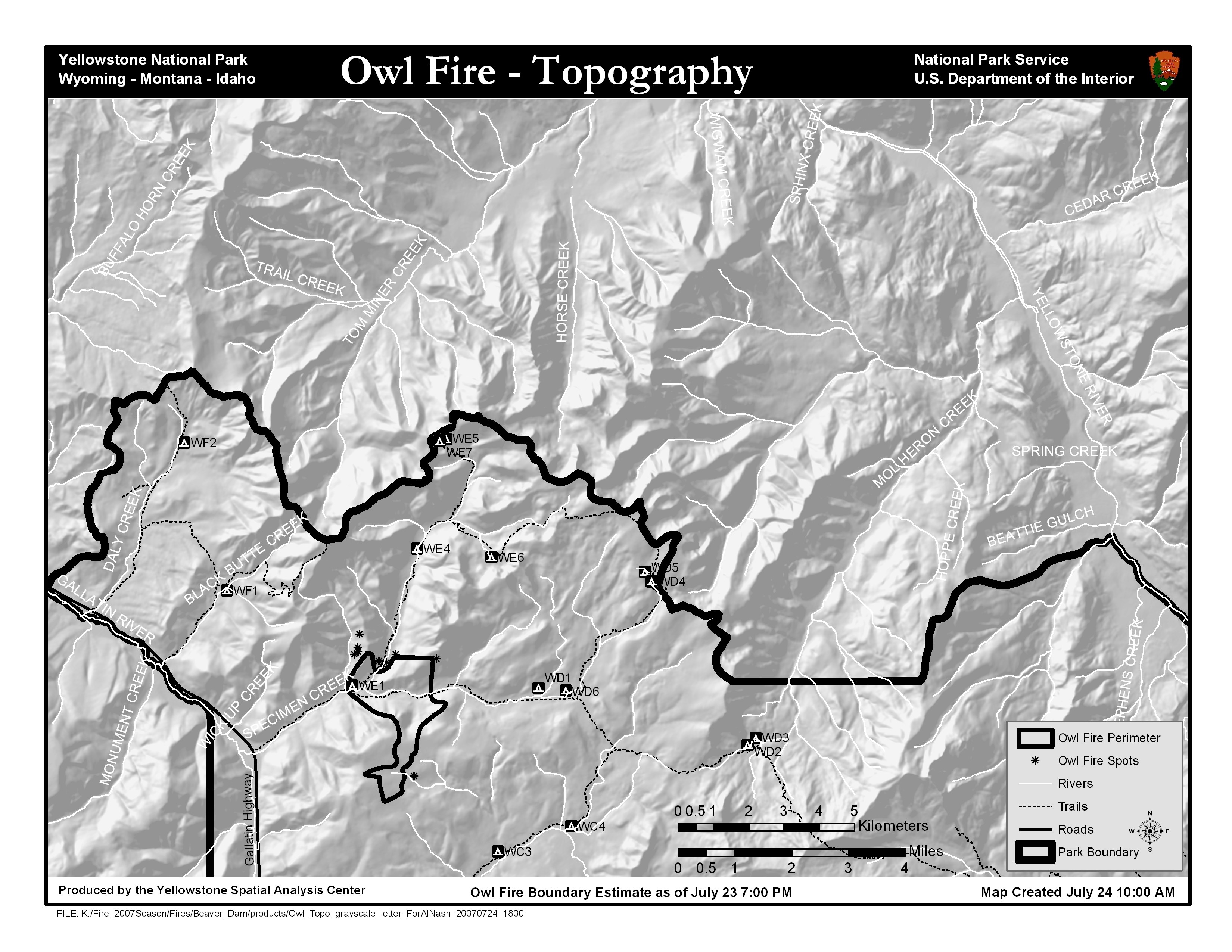 Owl Fire Topography Map