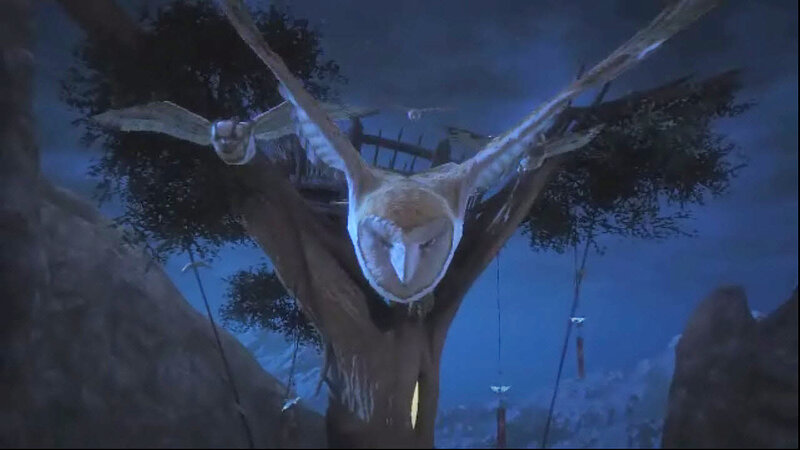 owl flying at night