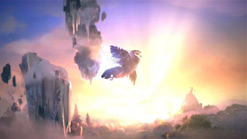 Owl Flying in Sky — Purple